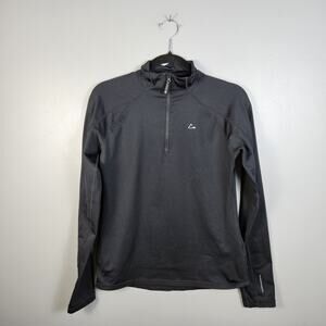 Paradox Women Long Sleeve Pullover Active 1/4 Zip Shirt Black Small Base Layer